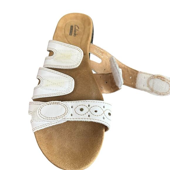 Clarks Collection Women’s White Leisa Cacti Leather Comfy Sandals Size 9.5 - Picture 2 of 12